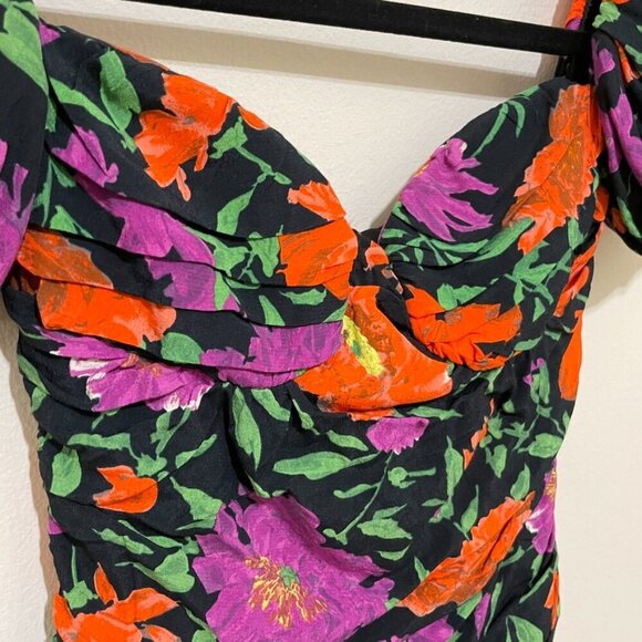 NWT ZARA FLORAL PRINT OFF-SHOULDER MINI DRESS, SIZE XS - Picture 4 of 13